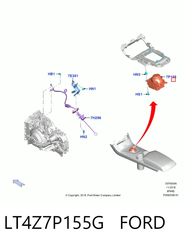 Куліса перемикання передач LT4Z7P155G Ford