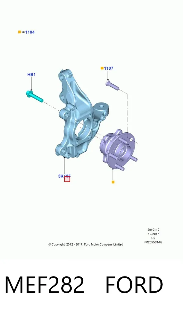 Цапфа - поворотний кулак передній, правий MEF282 Ford