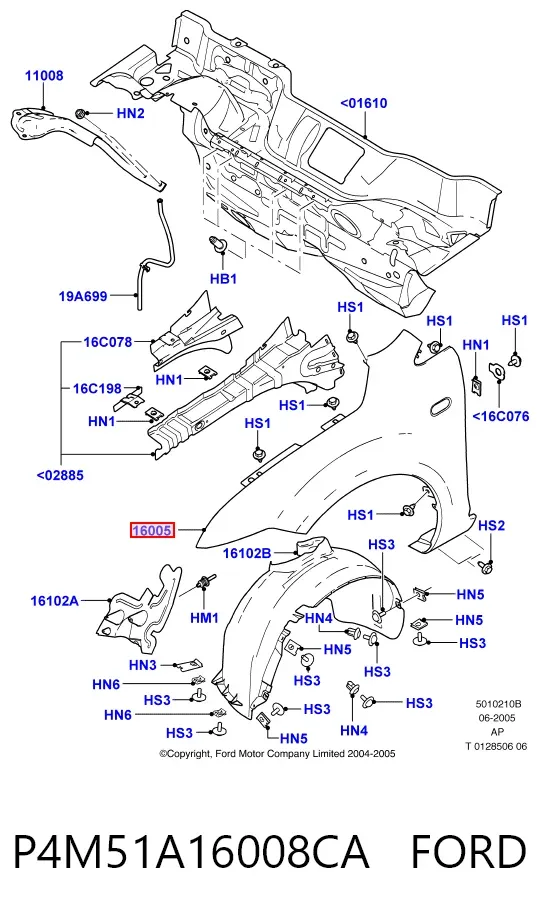 Крила P4M51A16008CA Ford