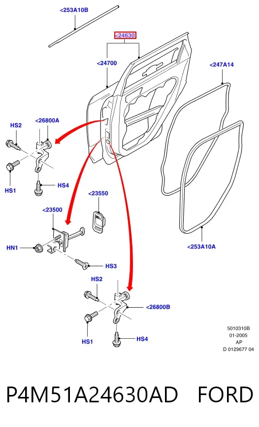 Двері задні, праві P4M51A24630AD Ford