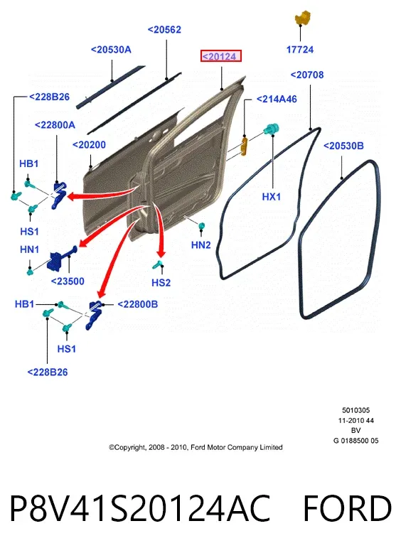Двері праві передні P8V41S20124AC Ford