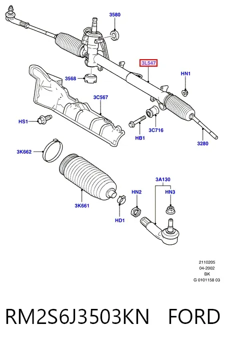 Рульова рейка RM2S6J3503KN Ford