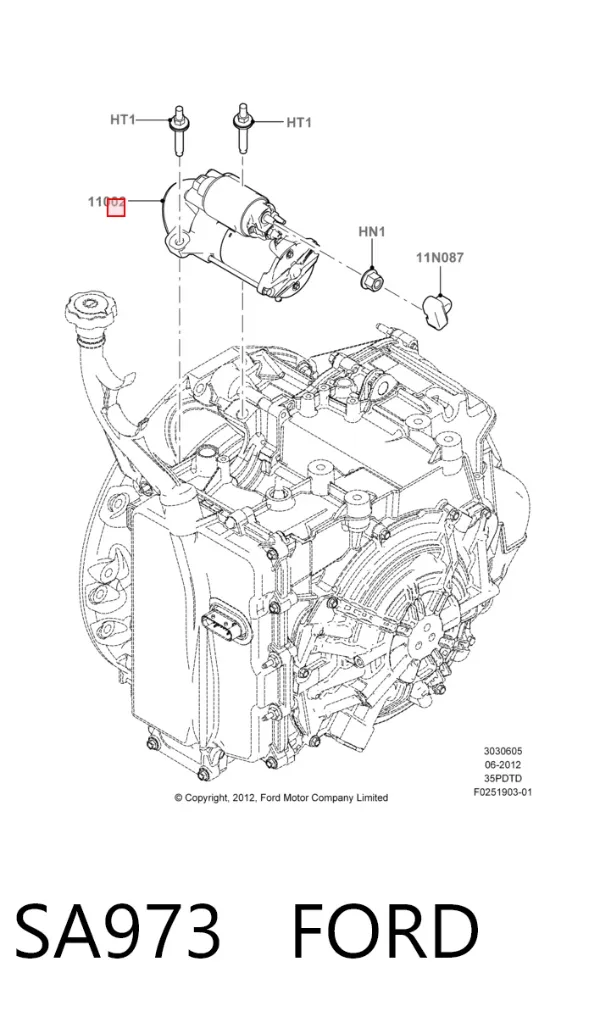 Стартер SA973 Ford