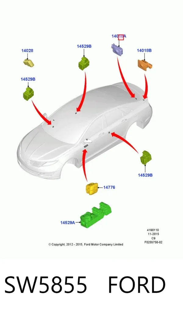 Кнопка приводу замка задньої 3/5 двері (ляди) SW5855 Ford