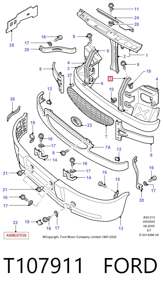 Кронштейн решітки радіатора T107911 Ford