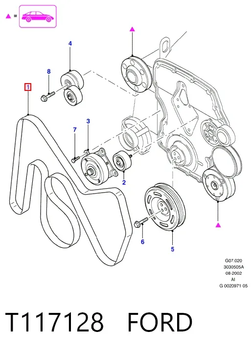 Ремінь генератора T117128 Ford