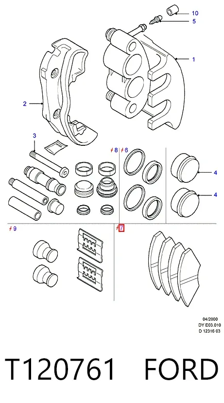 Передні тормозні колодки T120761 Ford