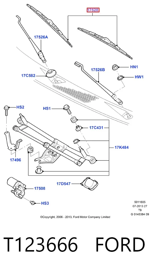 Щітки склоочисника T123666 Ford