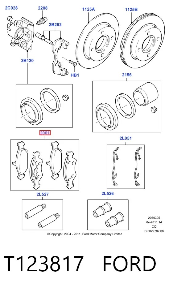 Передні тормозні колодки T123817 Ford