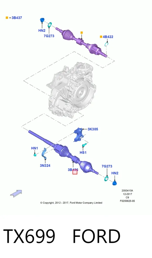 Піввісь права TX699 Ford