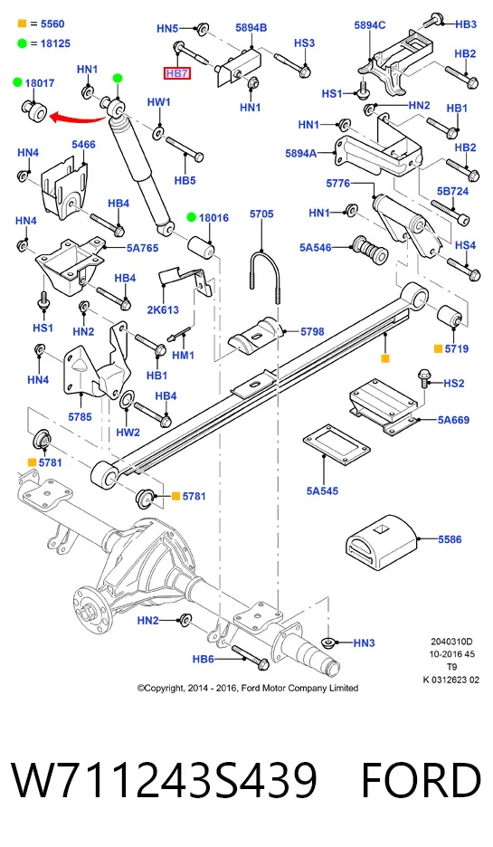 Болт переднього важеля, нижнього W711243S439 Ford