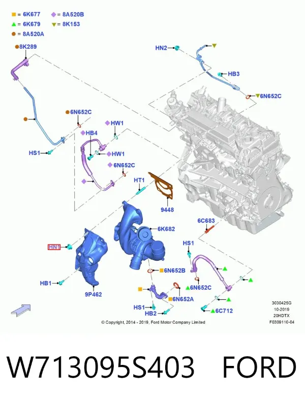 Гайка кріплення приймальної труби глушника (штанів) W713095S403 Ford
