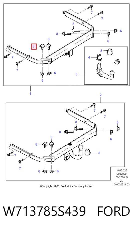 Болт кріплення амортизатора переднього W713785S439 Ford