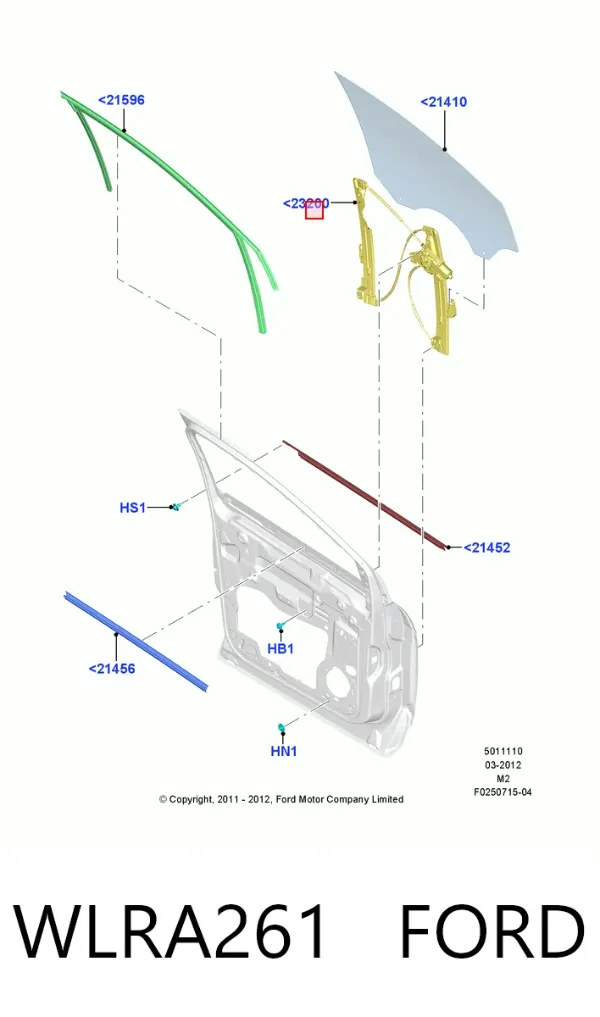 Механізм склопідіймача двері передньої, правої WLRA261 Ford