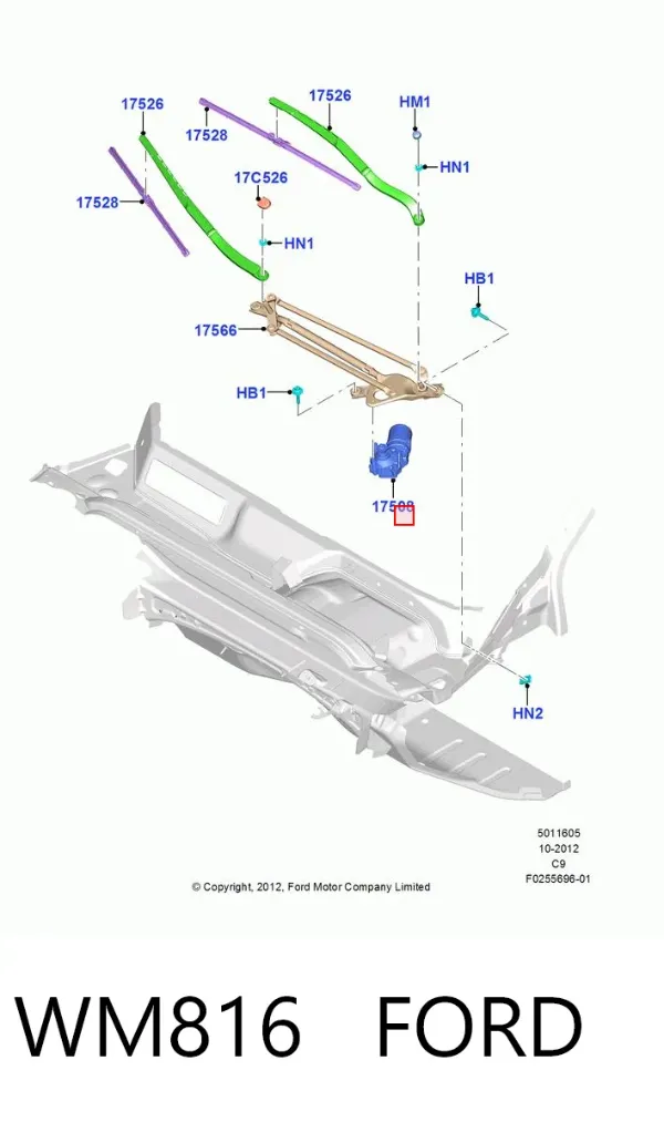 Двигун склоочисника лобового скла (трапеції) WM816 Ford