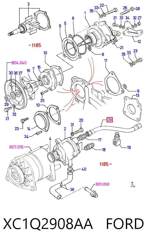 Шланг (патрубок) вакуумного насоса XC1Q2908AA Ford