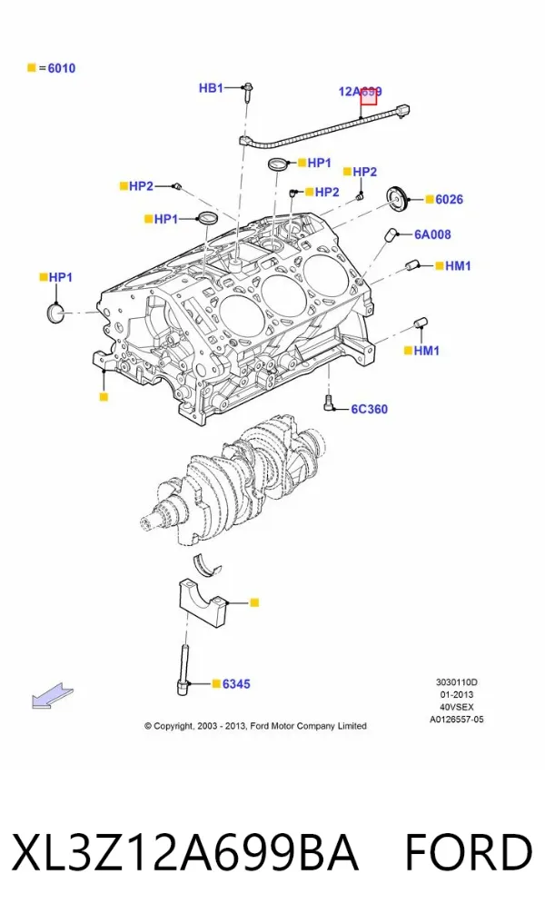 Датчик детонації XL3Z12A699BA Ford
