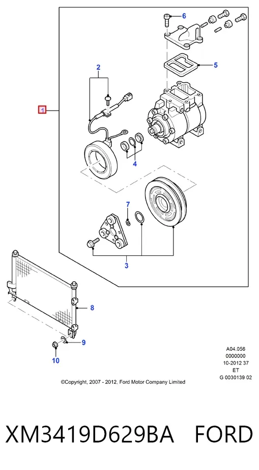 Компресор кондиціонера XM3419D629BA Ford