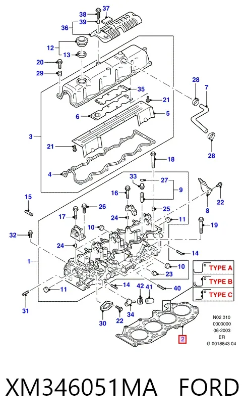 Прокладка ГБЦ XM346051MA Ford