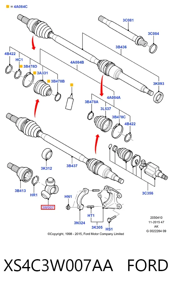 Тришип XS4C3W007AA Ford