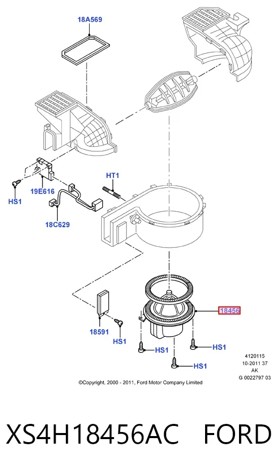 Вентилятора пічки XS4H18456AC Ford