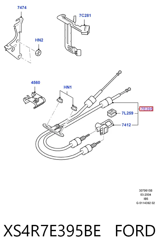 Трос перемикання передач XS4R7E395BE Ford