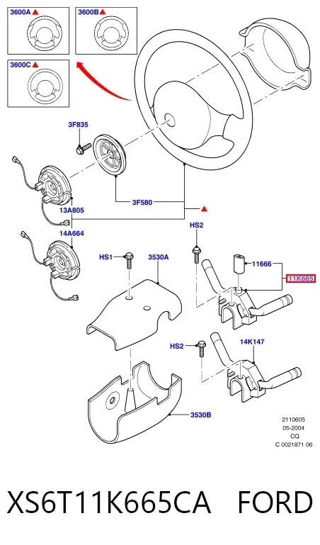 Перемикач підрульовий, лівий XS6T11K665CA Ford