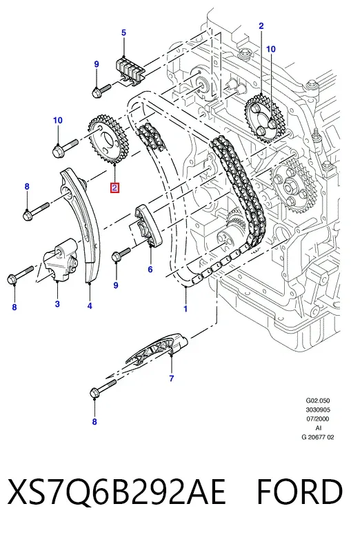 Шестерня розподільного валу XS7Q6B292AE Ford