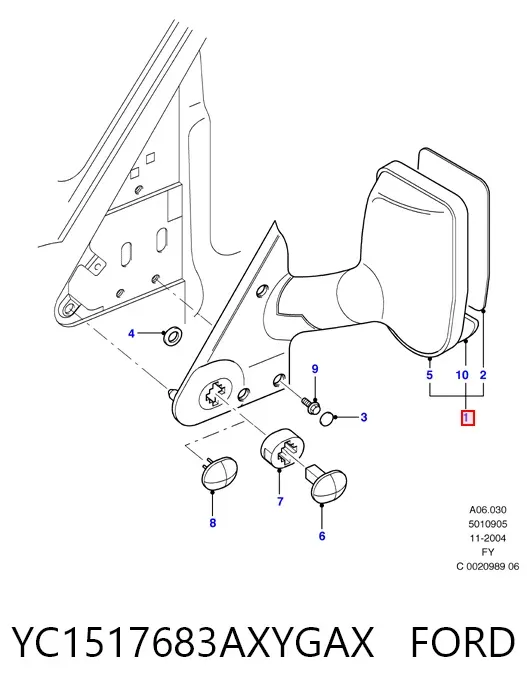 Ліве бокове дзеркало YC1517683AXYGAX Ford