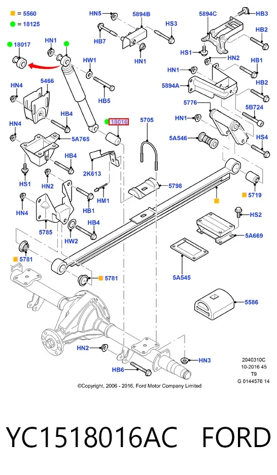 Задні втулки амортізатора YC1518016AC Ford