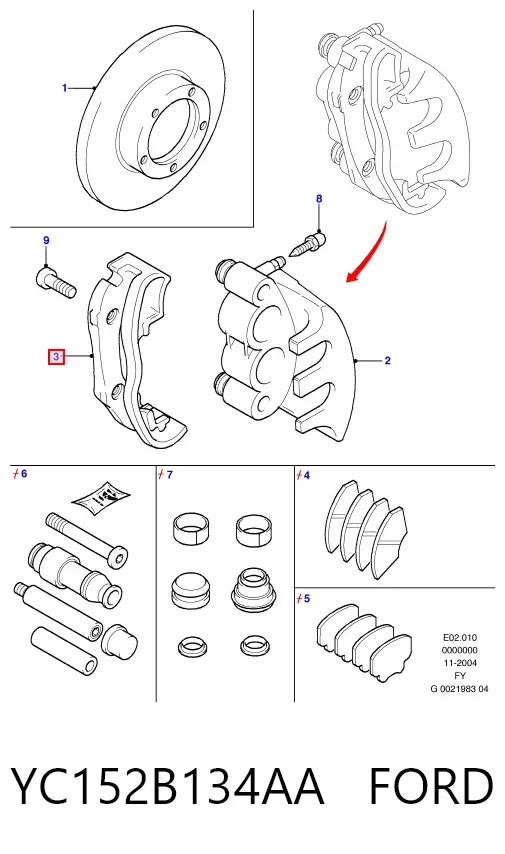 Скоба супорту переднього YC152B134AA Ford