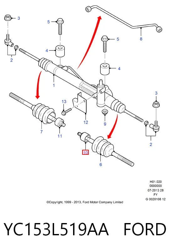 Тяга рульова ліва YC153L519AA Ford
