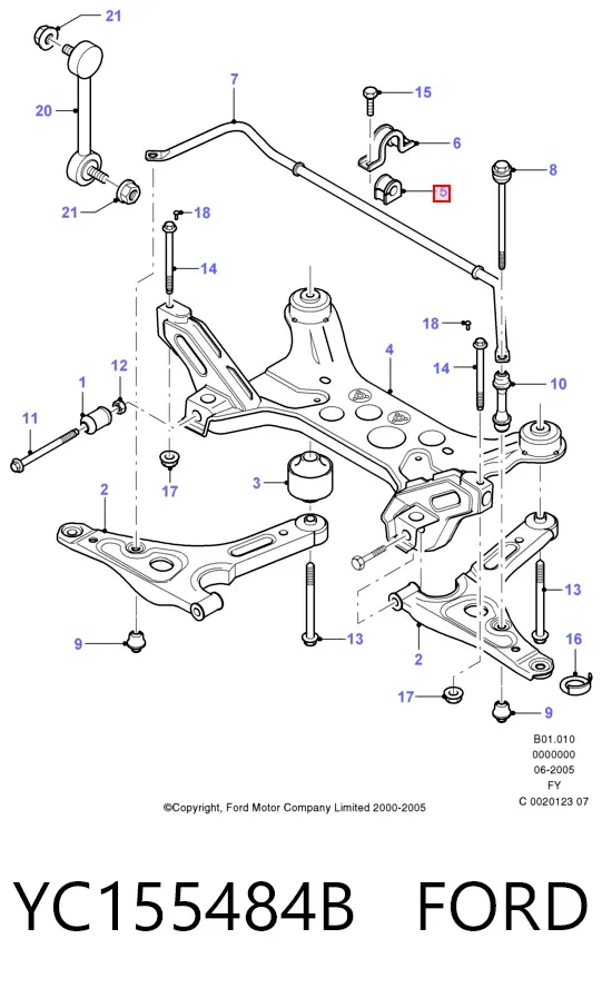 Втулка переднього стабілізатора YC155484B Ford