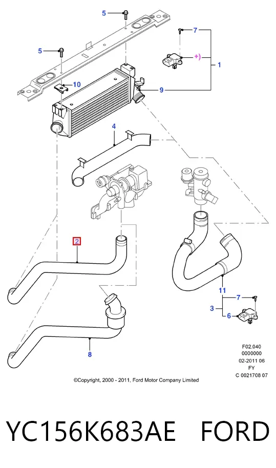 Шланг/патрубок интеркуллера YC156K683AE Ford