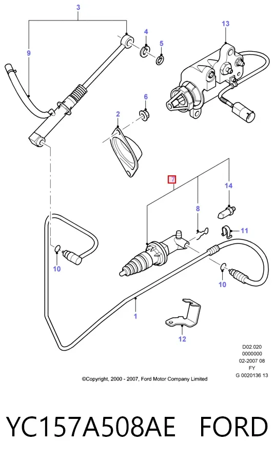 Робочий циліндр зчеплення YC157A508AE Ford