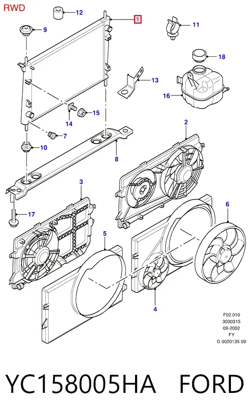 Радіатор YC158005HA Ford