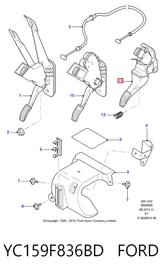 Педаль газу YC159F836BD Ford
