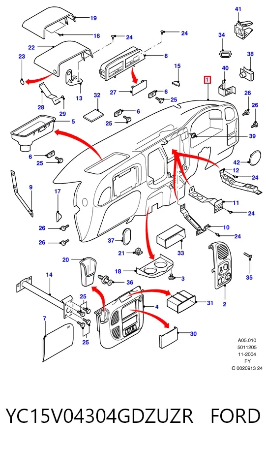 Панель приладів торпеди YC15V04304GDZUZR Ford