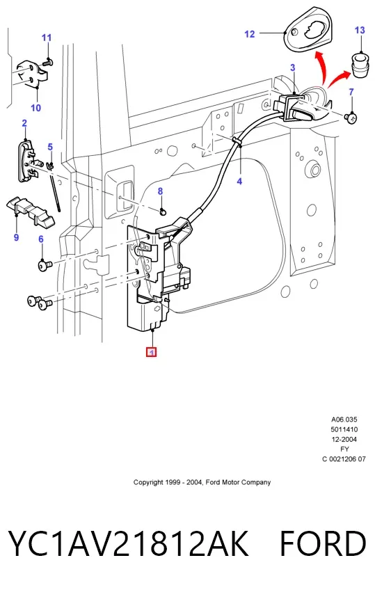Замок дверки правої передньої YC1AV21812AK Ford