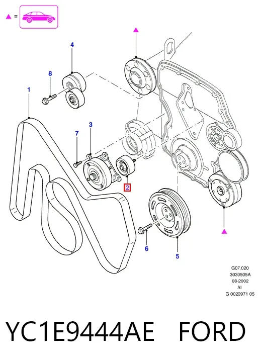 Ролик приводного ременя, паразитний YC1E9444AE Ford