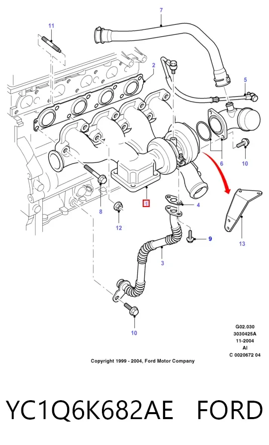 Турбіна YC1Q6K682AE Ford