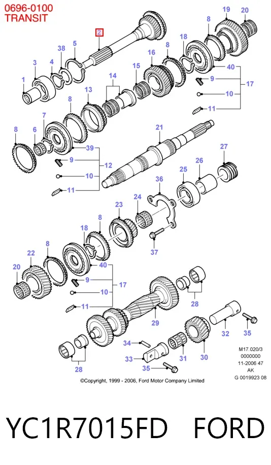 Вал приводу проміжний YC1R7015FD Ford