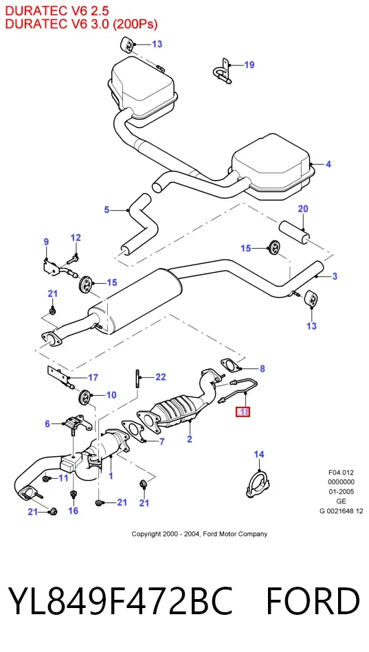 Лямбдазонд, датчик кисню до каталізатора YL849F472BC Ford