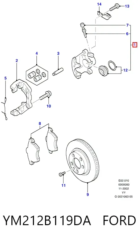 Супорт гальмівний передній лівий YM212B119DA Ford
