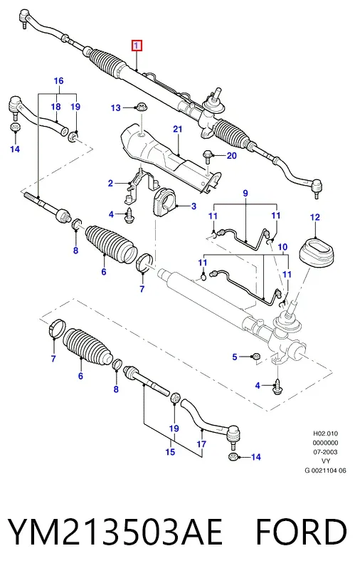 Рульова рейка YM213503AE Ford