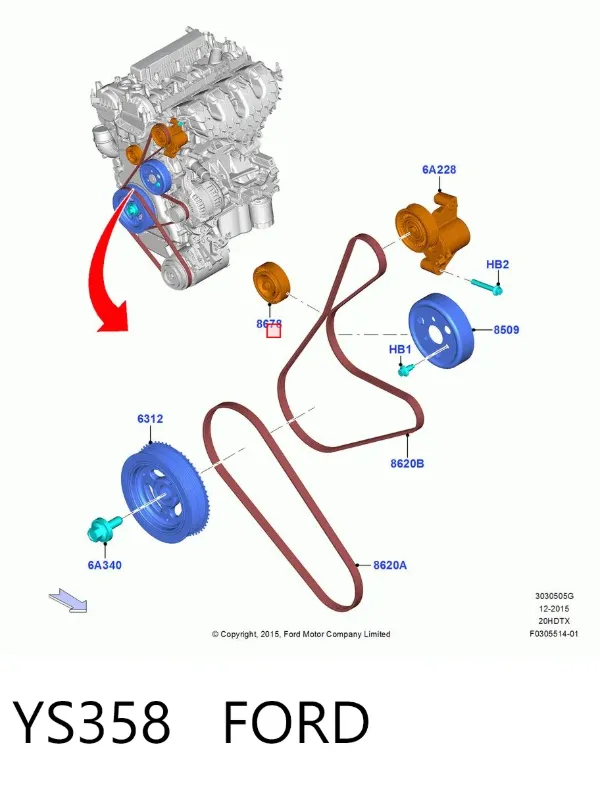 Ролик паразитний ГРМ YS358 Ford