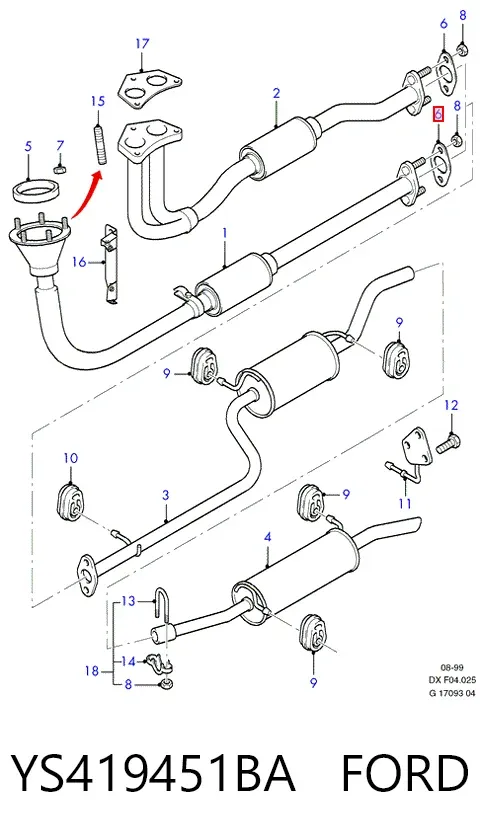 Прокладка глушника YS419451BA Ford