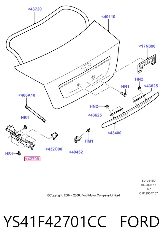 Петля кришки багажника YS41F42701CC Ford