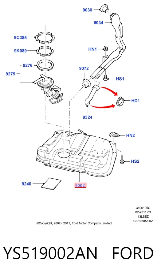 Паливний бак YS519002AN Ford