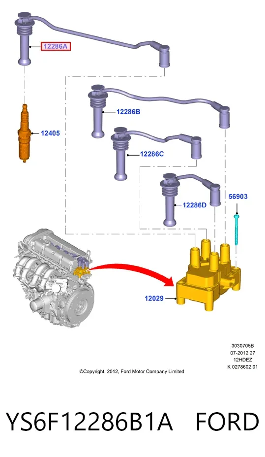 Високовольтні дроти YS6F12286B1A Ford